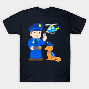 Cop with Police Dog for Kids T-Shirt